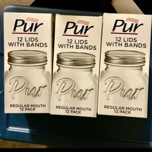 3 NWT PUR 12 LIDS W/ BANDS (36 TOTAL)